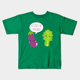 Lettuce Be Friends Funny Eggplant and Lettuce Kids T-Shirt